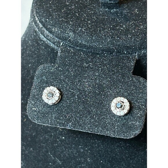 Sterling Silver and Rhinestone Earrings - Picture 2 of 5